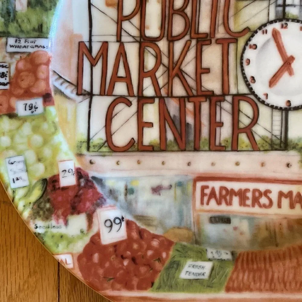 Pike Place Market Seattle Souvenir Decorative Plate 10.25” Round
